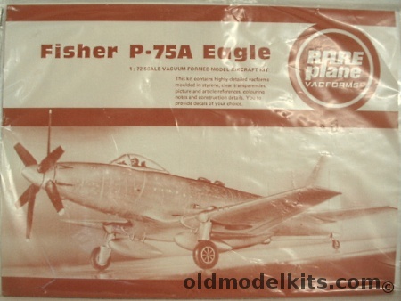 Rareplane 1/72 Fisher P-75A Eagle - With Injection Molded Details plastic model kit